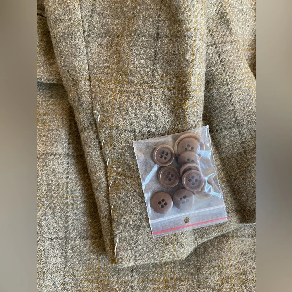 Faconnable Hand Made in Italy Vintage Check Cashmere Blend Jacket Size‎ 48 R NWT